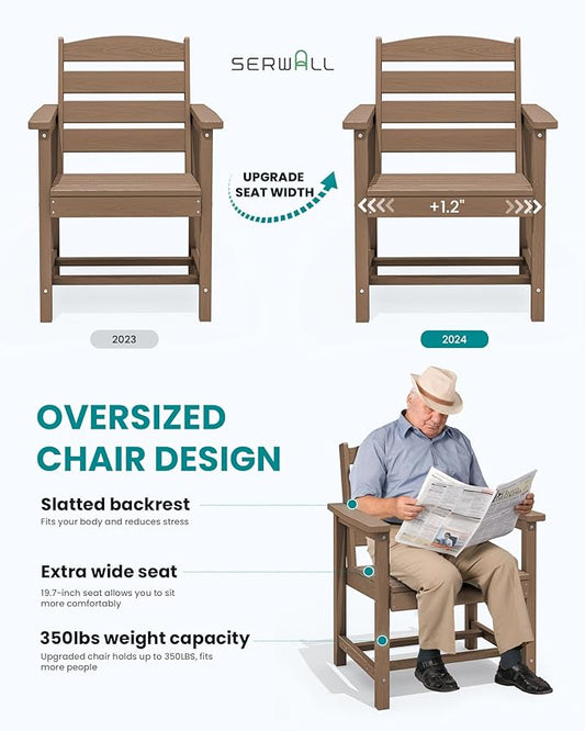 SERWALL Patio Dining Chair Set of 2, Brown