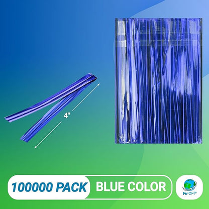 Blue Metallic Twist Ties for Bags 4 Inch. 100000 Pack of Aluminum Foil Christmas Twist Ties for Treat Bags. Reusable Bread Ties. Flexible Metallic Twist Tie. Twisty Ties for Bags, Cake Pops