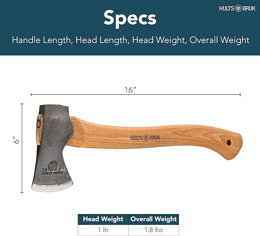 Hults Bruk 840702 Almike Hatchet - 1 lb Head, 16" Handle