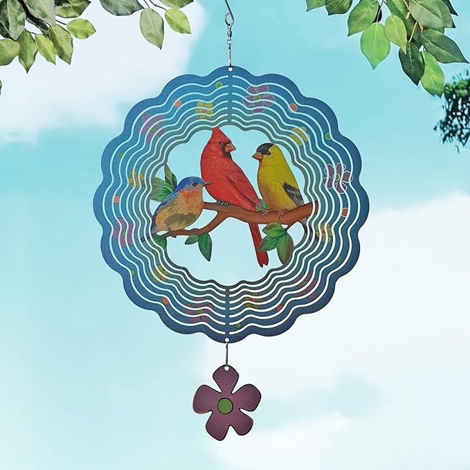 Birds Wind Spinner,Metal Wind Spinners for Outdoor,3D Double Sided Hanging Decor for Indoor,Outdoor,Unique Gifts for Women