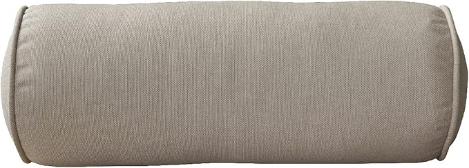 Indoor/Outdoor Bolster Pillows, 16x6 inches Solid Round Lumbar Cylinder Throw Pillows for Outdoor Furnitures, Set of 2, Beige