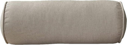 Indoor/Outdoor Bolster Pillows, 16x6 inches Solid Round Lumbar Cylinder Throw Pillows for Outdoor Furnitures, Set of 2, Beige