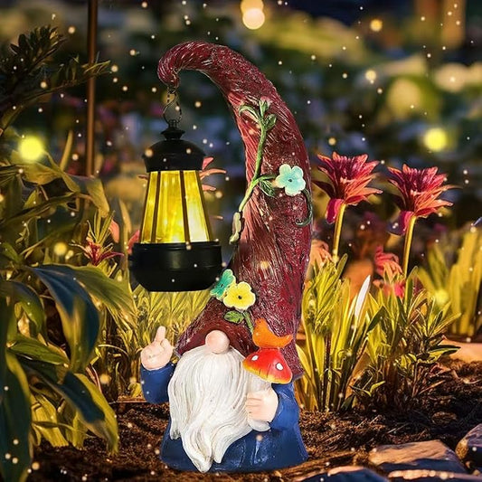 Garden Gnome Statue with Solar Light,Gnomes Decorations for Yardfor Yard, Porch Lawn, Patio – Funny Gnome Decor Gifts for Women, Mom, Grandma, Housewarming Home Decor Gifts Thanksgiving.