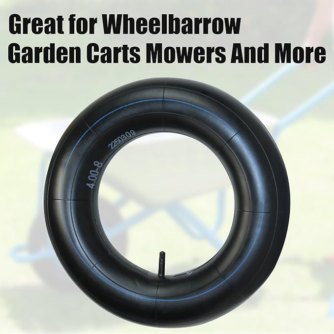Libereco 2 Pack 4.8/4.0-8 TR13 Straight Valve Inner Tube ¨C Compatible with Lawn Mowers, Carts, Trailers, Wheelbarrows ¨C Heavy Duty Rubber Tube