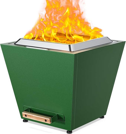 LEGACY HEATING Smokeless Fire Pit, Portable Outdoor Firepits 20 inch, Carry Handle for Backyard Patio Camping Bonfire, Stainless Steel, Ideal for 4-8 People, 32.19 lbs, Green, Cyberpit One
