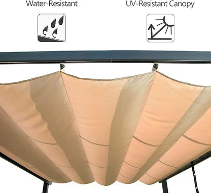Domi Outdoor Living 10’ X 13’ Outdoor Retractable Pergola with Weather-Resistant Canopy Aluminum Garden Pergola Patio Grill Gazebo for Courtyard