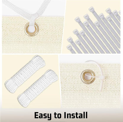 SUNNY GUARD Shade Cloth Custom Size 4x24 FT Sun Shade Screen Fabric Shade Cover Tarp with Grommets for Pergola Backyard Garden, Butter Cream(We Customized)