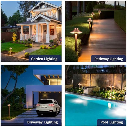 Gardenreet Brass Low Voltage Path Lights(Hat) Outdoor Waterproof IP65, 12v LED Copper Landscape Lights Wired Fixture for Walkway Driveway Garden Yard Without G4 Bulb(6 Pack)