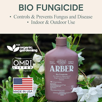 Organic Fungicide Liquid Concentrate for Indoor, Outdoor, and House Plants – Natural Fungicide for Plants, Lawn Fungus Treatment, Powdery Mildew Control, Mushroom Lawn Treatment, Spider Mite Defense