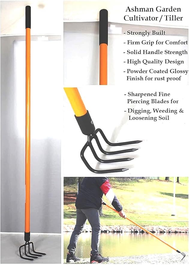 Ashman Garden Cultivator (6 Pack)– Sturdy Hand Tiller/Cultivator – Heavy Duty Blade for Digging, Loosening Soil and Weeding – Rubber Grip Handle for a Strong Hold – Rust Resistant.