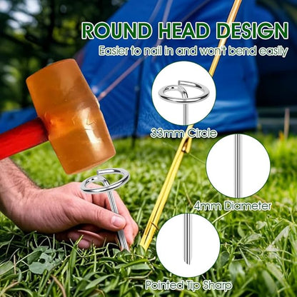 12in Landscape Fabric Pins, Bold 8 Gauge Galvanized Steel Garden Staples, Tent Stakes Landscape Fabric Staples Yard Stakes for Decoration Weed Barrier (50 X 12in)