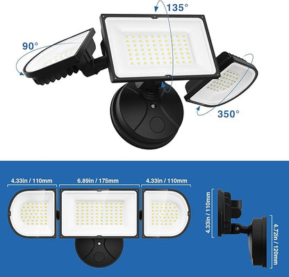 150W Flood Lights Outdoor Waterproof IP65, Exterior LED Floodlights with 3 Adjustable Heads, 15000LM Super Bright Security Lights Fixture, Outside Lights for House, Backyard 2 Pack