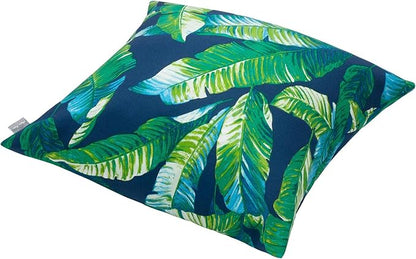 Magpie Fabrics Patio Pillow with Insert 18"x18", Set of 2, Fade-Resistant Outdoor Indoor Cushion Decorative Throw Pillow Decoration for Couch Garden Furniture - Green Lagoon Leaves
