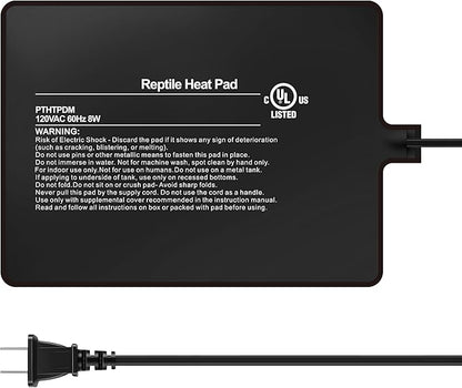 Simple Deluxe 6X8 Inch 8W Reptile Heating Pad Electric Indoor Under Tank Terrarium Heating Mat Waterproof for Turtles, Lizards, Frogs, and Other Reptiles