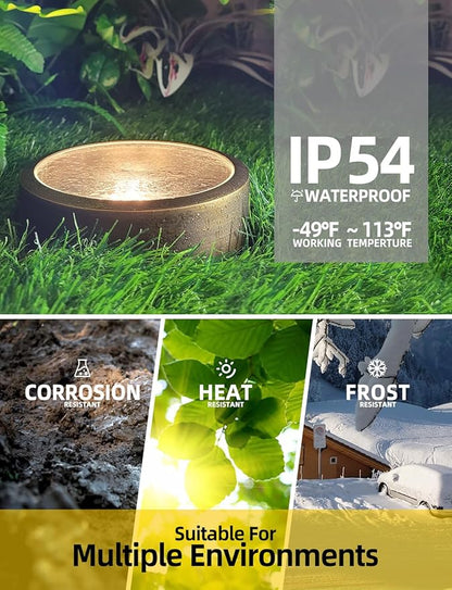 COLOER In-Ground Well Lights Large Size, LED Outdoor Low Voltage Underground Light, IP65 Waterproof Garden Landscape Lighting, 4-Pack Without Bulb(302B)