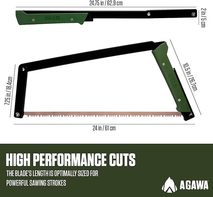 AGAWA - BOREAL24 Tripper Kit - Includes 24" Folding Saw, Nylon Carrying Case, 24" All-Purpose & 24" Aggressive Blade - For Camping, Hiking & Survival Gear (Black Frame/Green Handle)