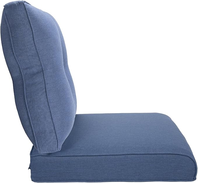 Pop 22x25/22x24 Outdoor Replacement Cushions - 1 Set High Back Deep Seat Patio Furniture Cushion for Wicker Dining Swivel Rocking Chairs Loveseat Couch Sectional Sofa - Navy Blue/Button