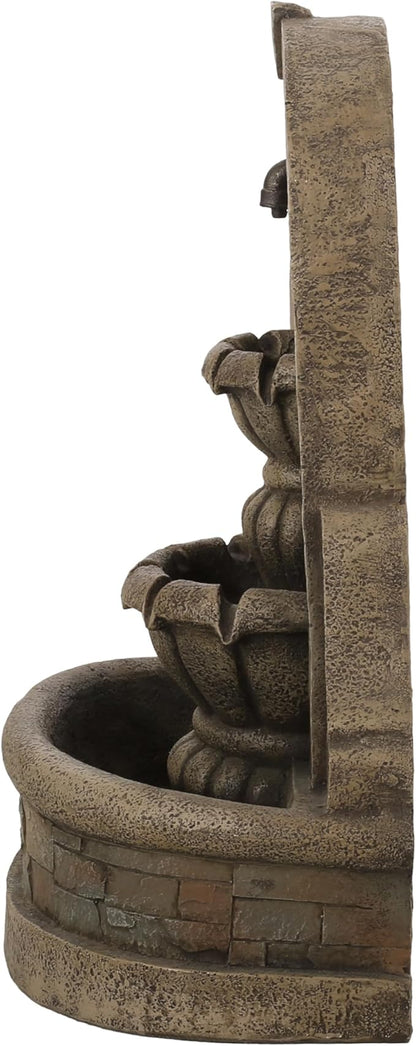 Merax 29" High Roman Tier Fountain, Outdoor Weather-Resistant Floor Fountain, Classic Design for Garden Patio Yard, Stone Gray