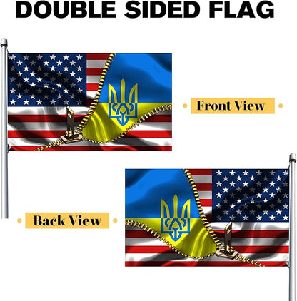 Vintage American America Usa Ukrainian Ukraine Flags For Outside Yard 3x5 Ft Double Sided Printed 100d Polyester Lightweight Garden Welcome Outdoor Banner Brass Grommets