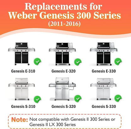 Heat Deflectors for Weber Genesis 300 Series Grills,Compatible with Genesis E310 E320 E330 S310 S320 S330 - Replacement Parts for Weber 7620 7621 7622 65055, 17.5 inch Heat Shield Plates