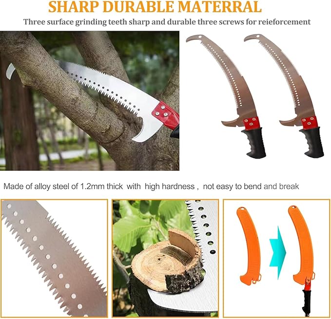 Manual Pole Saw 30 FT Extendable Tree Pruner High Branches Trimming for Pruning Palms and Shrubs with Long Handle (Red)