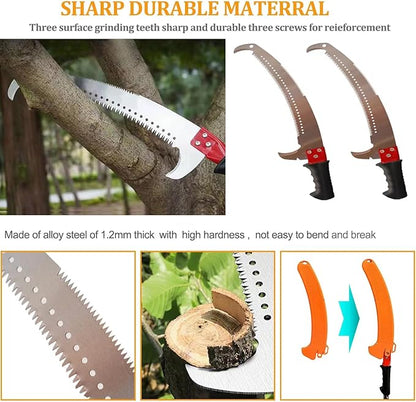Manual Pole Saw 30 FT Extendable Tree Pruner High Branches Trimming for Pruning Palms and Shrubs with Long Handle (Yellow)