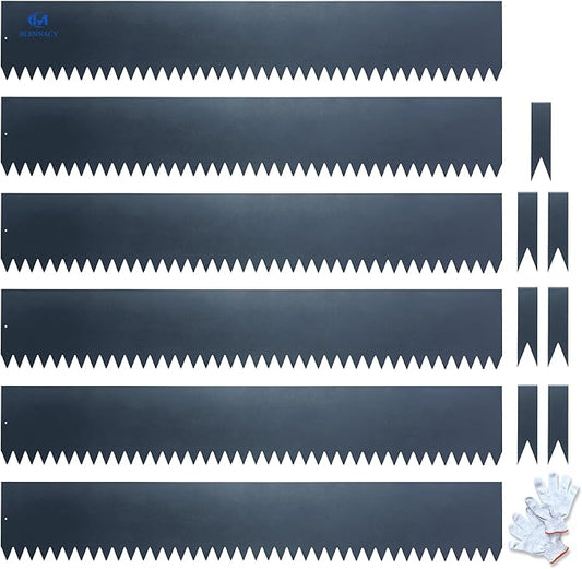 Metal Landscape Edging 6 Pack 40" L x 6" H,Galvanized Bendable Metal Garden Edging,Hammer- in Steel Landscape Edging with a Pair of Gloves and 7 Clips,Navy Blue (20 FT Total)