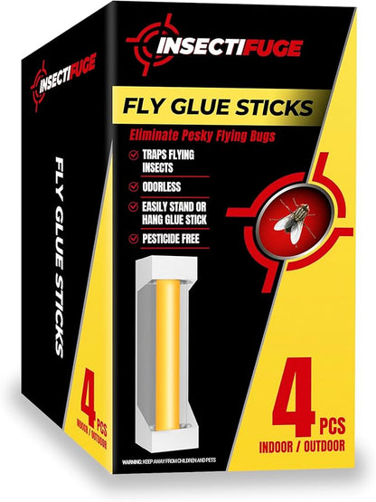 4Pcs Fly Stick Sticky Fly Traps for Indoor and Outdoor - Odorless Fruit Fly Catcher Trap for Home, Strips Indoor Sticky Hanging, Paper for Home Tape Outdoor