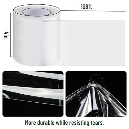 6 Mil Greenhouse Plastic Sheeting Tape, 4" x108' Waterproof UV Resistant Repair Tape, Strong Weatherproof Polyethylene Film