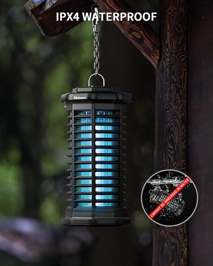 Minimoon Bug Zapper Outdoor 4000V Powerful Electric Mosquito Zapper, 15w Fly Trap Outdoor, IPX4, Corded Fly Zapper for Indoor, Yard, Backyard, Patio, Camping (Black)