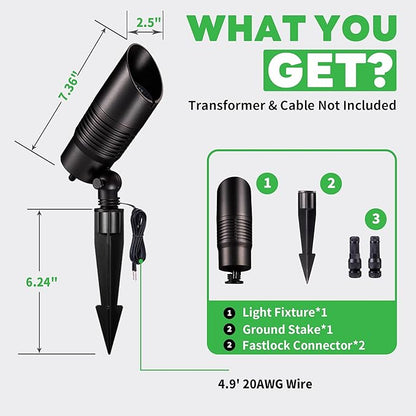 Smart Outdoor Landscape Spotlights Color Change - 12V Multicolored LED Spot Lights Hard-Wired Waterproof, Low Voltage Uplighting Using App, Aluminum Black for Backyard Fence 8 Pack