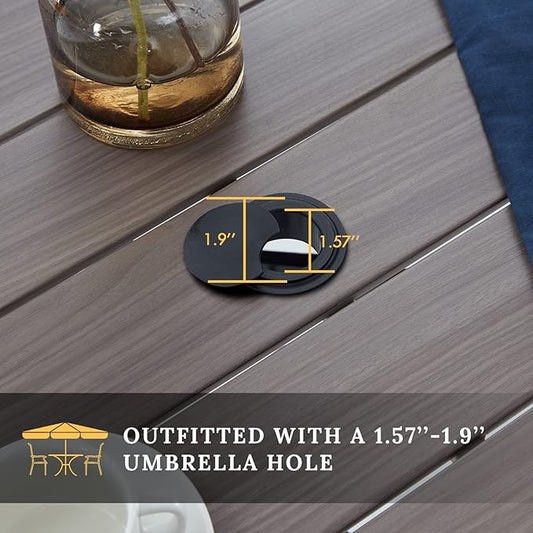 VICLLAX 5 Pieces Patio Dining Set - 41.2" Round Outdoor Table and Swivel Padded Chairs, Grey Wood Grain Tabletop and Grey Fabric