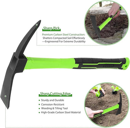 2pcs Pick Axes for Digging and No Installation Required Garden Hoe and Cultivator Hand Rake Garden Tool Durable and Comfortable Handle Mattock Weeding Hoe