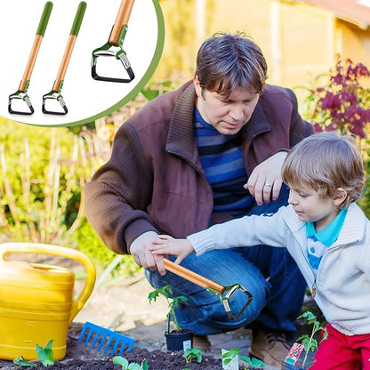 2 Pcs Mini Garden Hula Hoes for Weeding 17 Inch Long Stirrup Hoe Tools Scuffle Hoe Garden Tool for Lawn Yard Weeding Gardening with Wood Handle