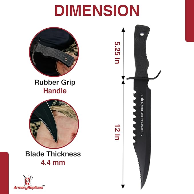Armory Replicas Night Stalkers Don't Quit Sawback Sporting Knife