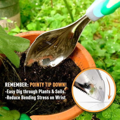 Jardineer 2Pack Garden Trowel, Stainless Steel Hand Shovel with Ergonomic Handle, Multi-Use Soil Scoops for Digging, Planting, Transplanting, Cultivating(Blue)