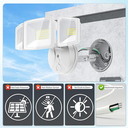 Onforu 3 Packs 60W LED Security Light, 6000LM Outdoor Flood Lights Fixture with 3 Adjustable Heads, IP65 Waterproof, 6500K White Brightness Exterior Wall Mount Security Light for Eave, Yard(White)