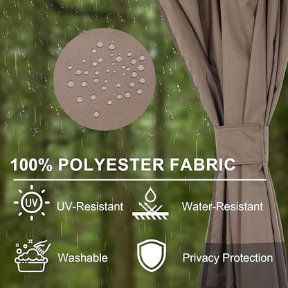BPS 12' x 12' Gazebo Curtain Privacy 4-Panel Sidewall Outdoor Replacement Shade (Only Curtain)