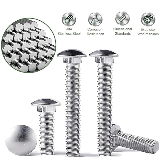 5/16-18 Carriage Bolts Set 40pcs Wheelbarrow Handles Replacement Kit 304 Stainless Steel Nut and Bolt Set Assortment Kit Compatible for Jackson Wheelbarrow Rebuild, Furniture Repair, Wood Joining
