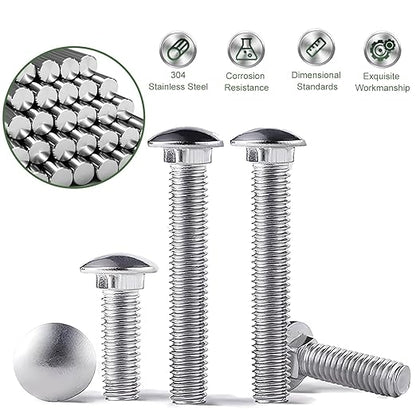 5/16-18 Carriage Bolts Set 40pcs Wheelbarrow Handles Replacement Kit 304 Stainless Steel Nut and Bolt Set Assortment Kit Compatible for Jackson Wheelbarrow Rebuild, Furniture Repair, Wood Joining
