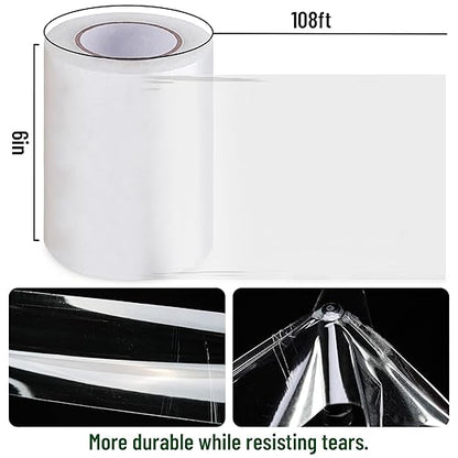 6 Mil Greenhouse Plastic Sheeting Tape,6" x108' Green House Repair Tapes, Waterproof and UV Resistant Plastic Sheeting Tapes for Greenhouse,Strong Weatherproof Polyethylene Film Tape (6" x108')