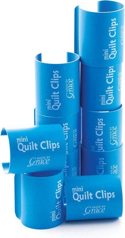 Grace Start-Right Quilt Clips | Rail Quilt Clips | Fabric Management for Rolling Rail Frame or Hand Quilting (Blue 1.5" Diameter)