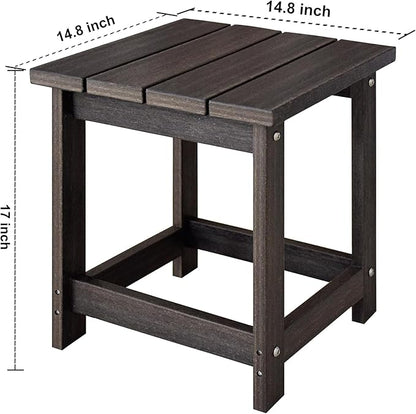 LZRS Adirondack Square Outdoor Side Table for Patio, Pool Composite Patio Table,HDPE End Tables for Backyard,Pool, Indoor Companion, Easy Maintenance & Weather Resistant(Brown Mixture)