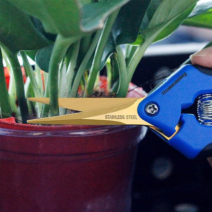 3 Packs Garden Pruning Shears with Curved Blades Trimming Scissors, Gardening Hand Pruning Snips Titanium Coated Precision Bonsai Pruning Shears, Convenient Flower Cutters(Blue)