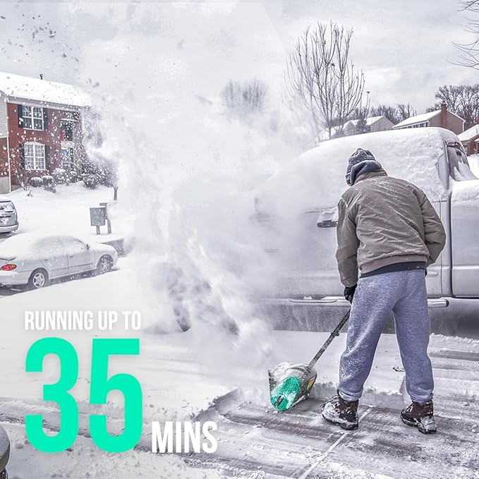 Litheli Cordless Snow Shovel, 20V 12-Inch Battery Powered Snow Thrower, Battery Snow Blower with Auxiliary Handle, with 2x4.0Ah Li-ion Battery & Charger