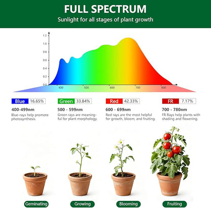Grow Lights for Indoor Plants Full Spectrum, Clip-on LED Plant Lights for Indoor Growing with Auto On/Off Timing 3/9/12 Hrs, 10 Dimmable Levels, 3 Spectrum Modes & Adjustable Gooseneck, White, 2 Pack