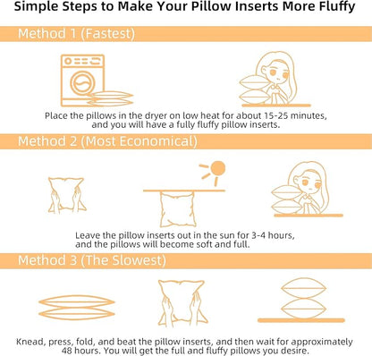 20 x 20 Outdoor Pillow Inserts Set of 4 Large Square Patio Furniture Pillows for Porch Couch Fall Throw Pillow Inserts Premium Decorative Stuffer Pillows Waterproof White Sofa Cushion