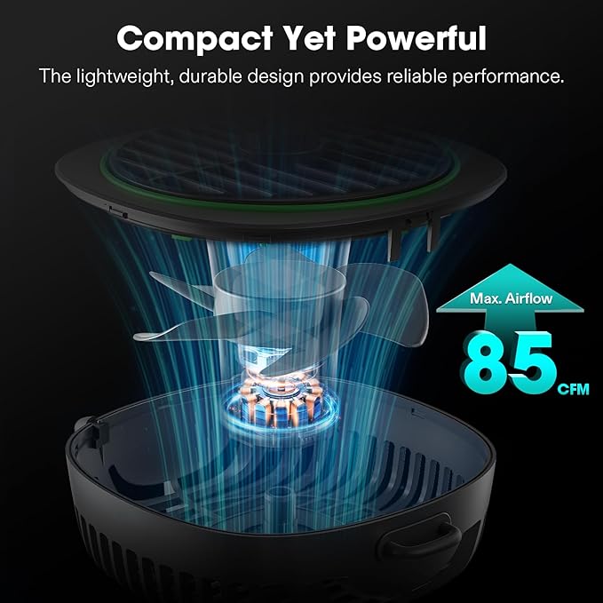 VIVOSUN AeroWave D4, 4” Grow Tent Clip Fan with Detachable Hook, 3-Speed Strong & Quiet Airflow, Adjustable Airflow Angle for Hydroponics, Circulation & Cooling, Black, 2-Pack