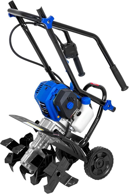BILT HARD 46cc 4-Cycle 1.9HP Gas Powered Tiller Cultivator - 16" Heavy-Duty Steel Tines Rototiller, Adjustable Wheels & Cushioned Handle Grips for Plowing, Tilling, Weeding in Garden, Farm