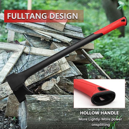 Camping Hatchet 28 Inch,Survival Hatchet Tactical for Wood Chopping and Kindling,Hatchet Axewith V Grind Blade, Lightweight Nylon Fiber Handle,for Outdoor Survival, Gardening, Hiking(M)